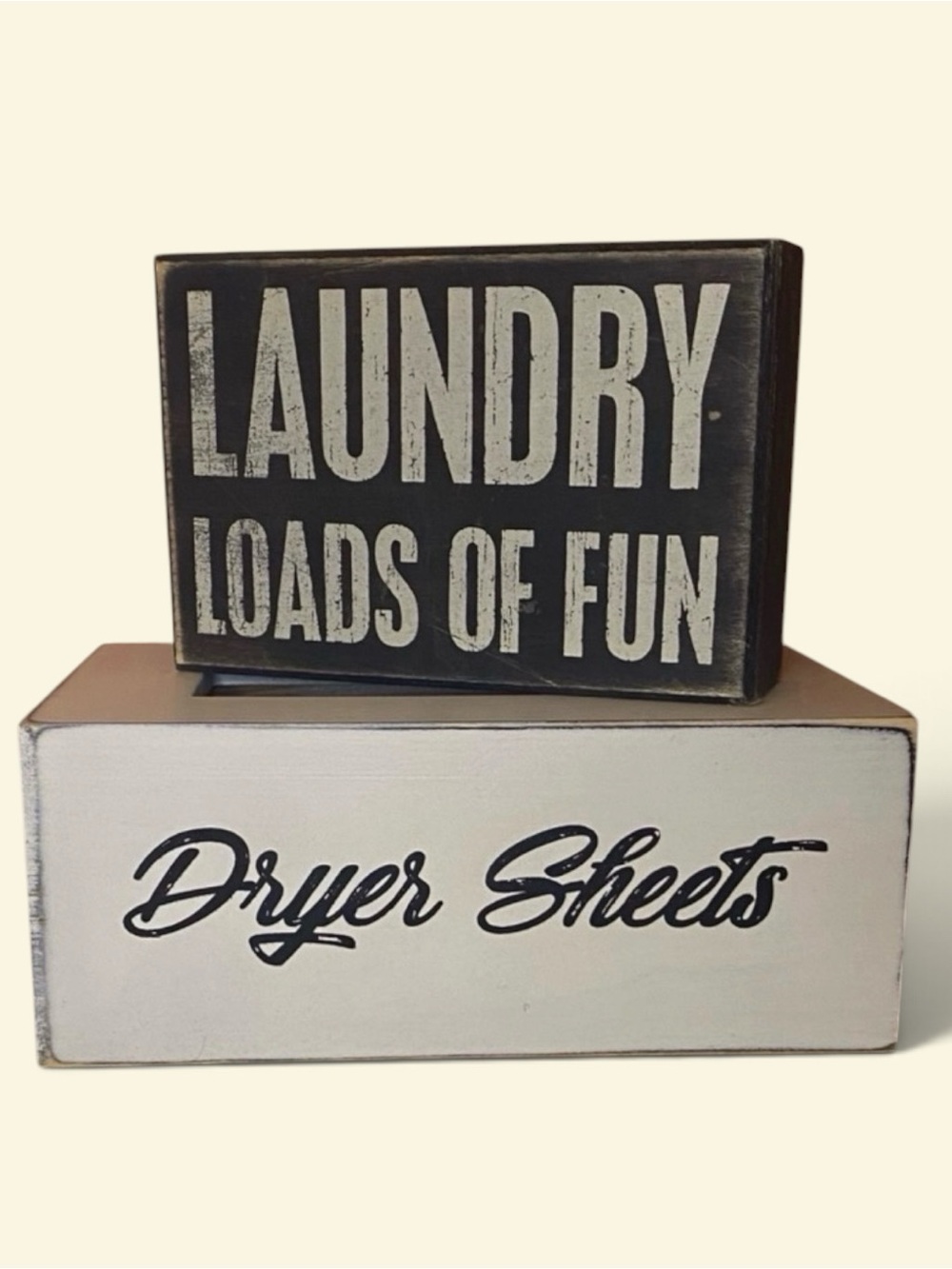 RUSTIC LAUNDRY ROOM DECOR-Laundry Room Block Sign and Wooden Dry Sheet Box